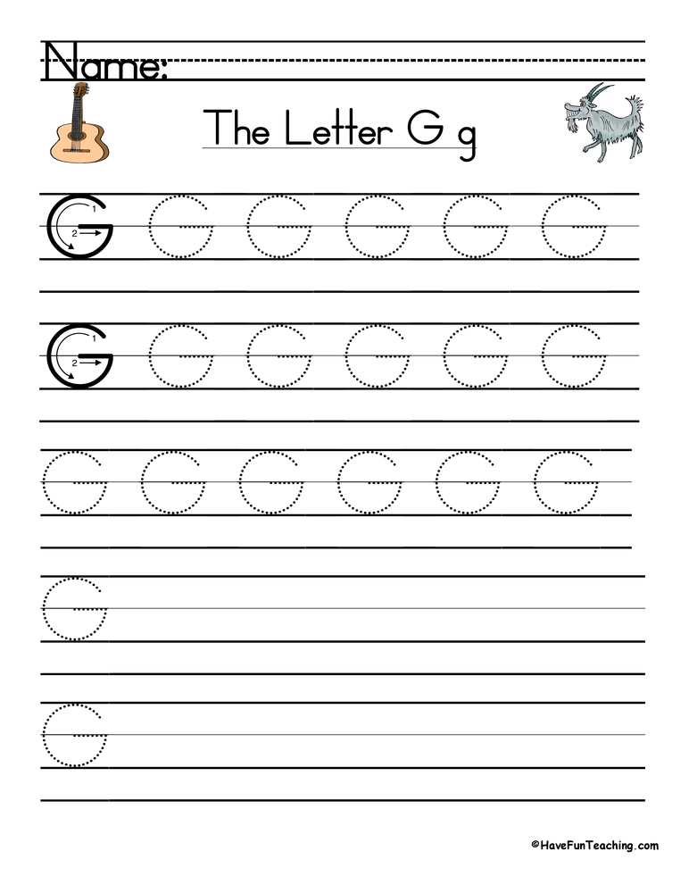 Letter G Handwriting Practice Worksheet Have Fun Teaching Letter G Handwriting Practice Worksheet Have Fun Teaching