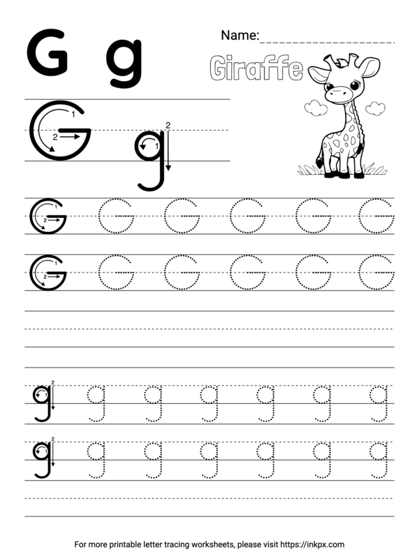 tracing letter g printable tracing letter g printable