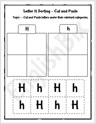 Letter H Cut And Paste Activity Worksheet EnglishBix Letter H Cut And Paste Activity Worksheet EnglishBix