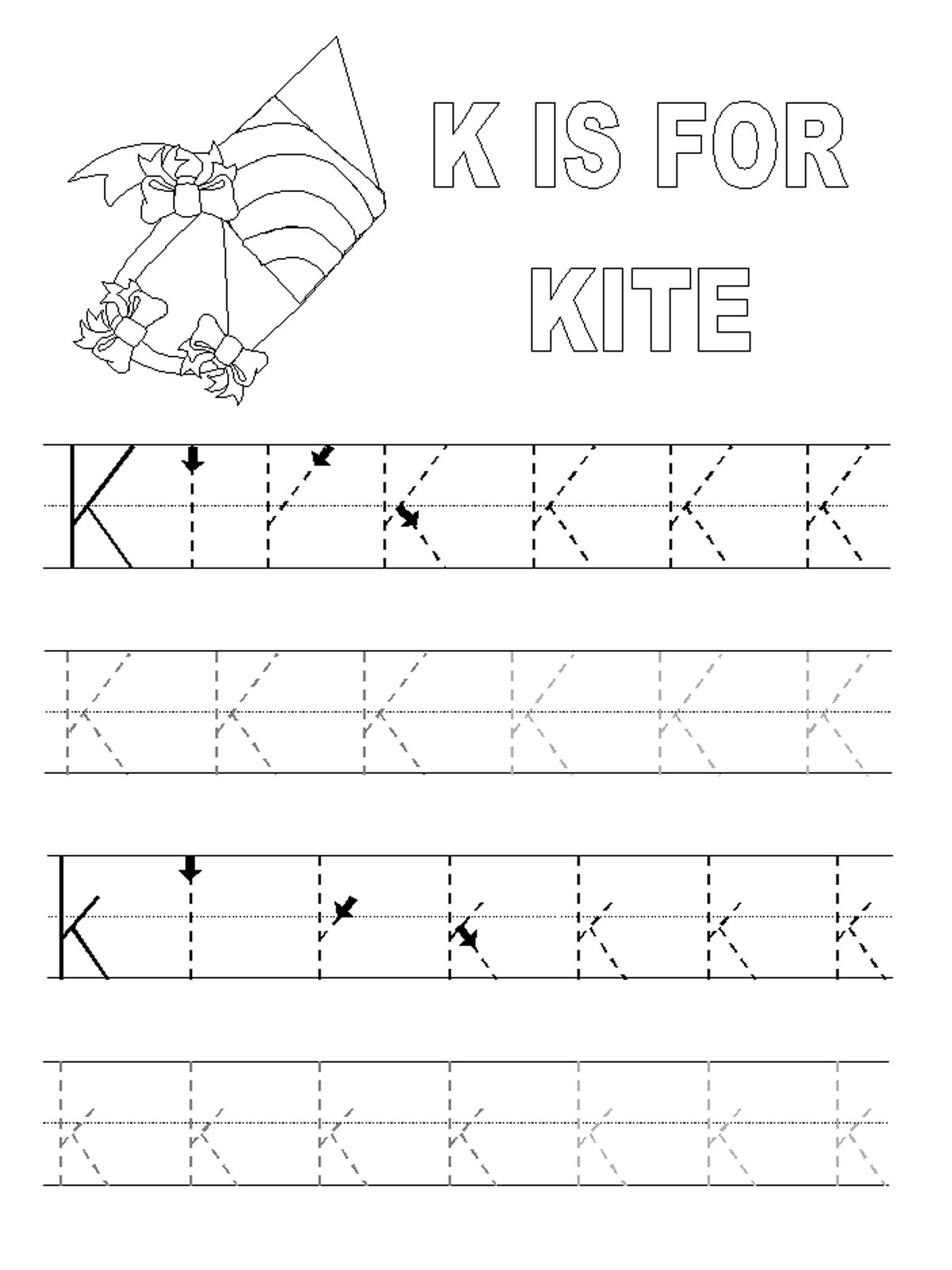 k letter tracing printable k letter tracing printable