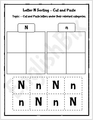 Letter N Cut And Paste Activity Worksheet EnglishBix Letter N Cut And Paste Activity Worksheet EnglishBix