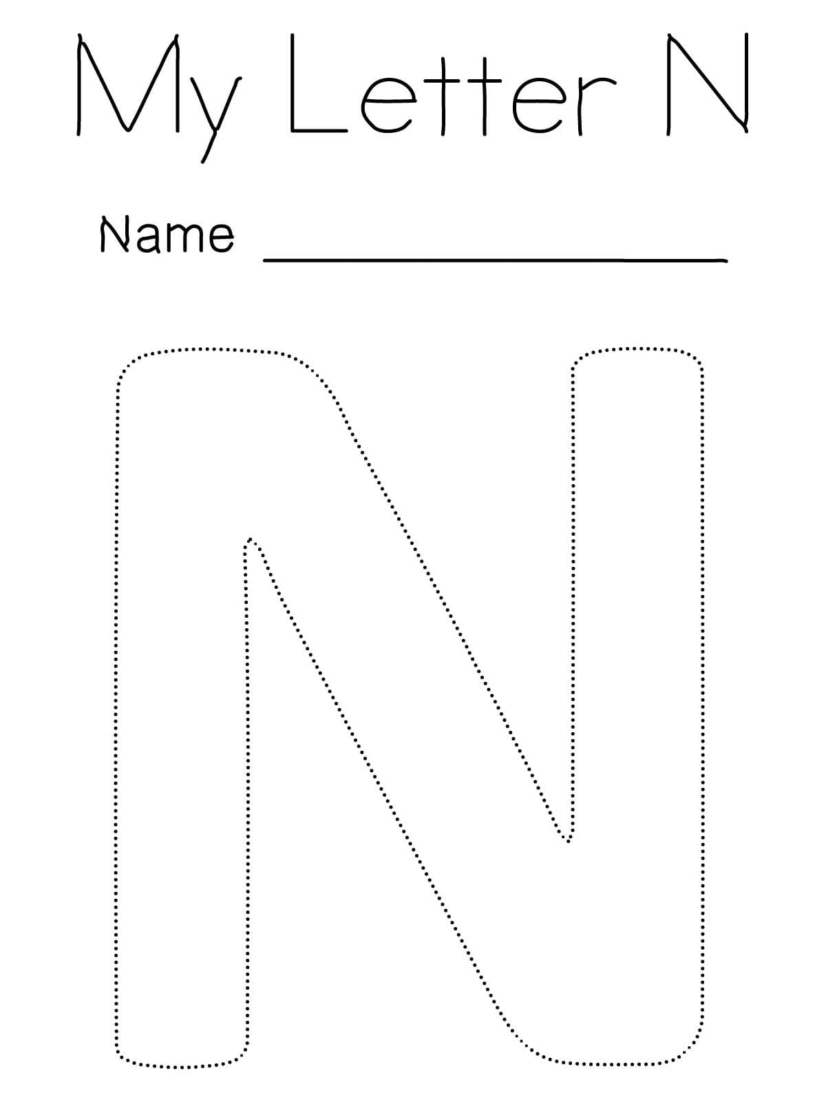 Letter N Tracing Worksheet Coloring Page Download Print Or Color Letter N Tracing Worksheet Coloring Page Download Print Or Color