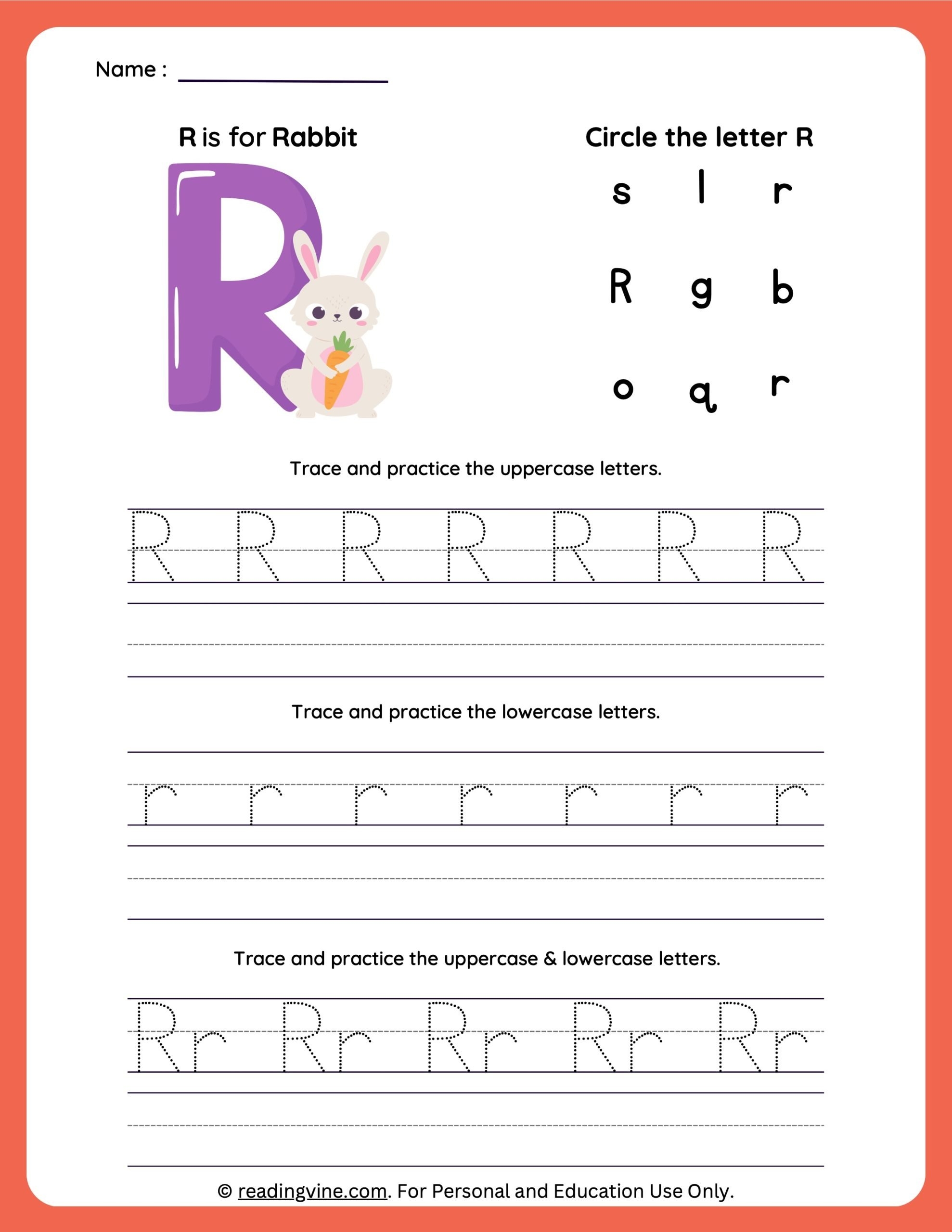 Letter R Tracing Worksheets For Preschool Letter R Tracing Worksheets For Preschool