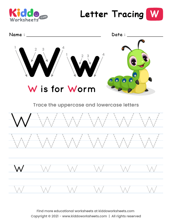 Letter Tracing Alphabet W Kiddoworksheets Letter Tracing Alphabet W Kiddoworksheets