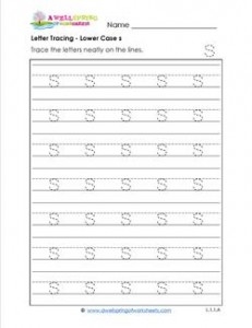 Letter Tracing Lower Case S Handwriting Practice