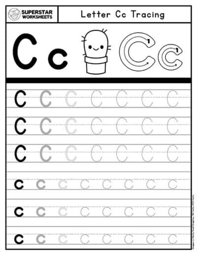 letter tracing worksheets c letter tracing worksheets c