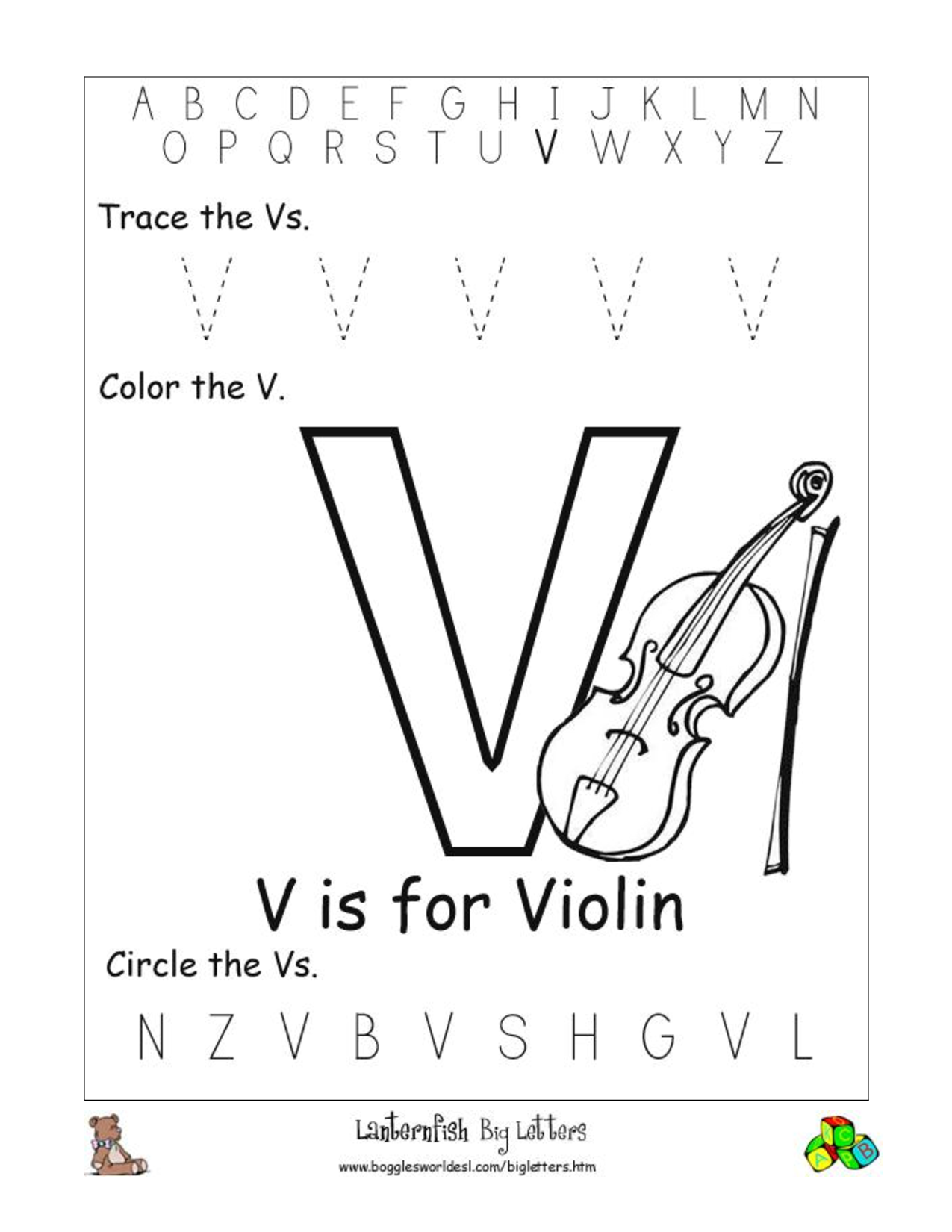 Letter V Worksheets Preschool Letter Tracing Worksheets