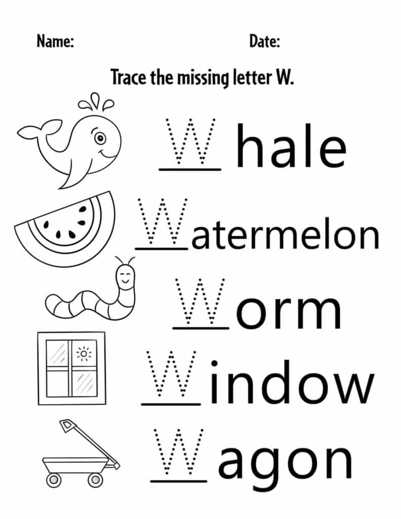 Letter W Coloring Page All Kids Network Worksheets Library