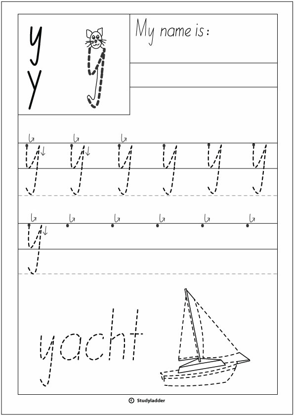letter y handwriting sheets