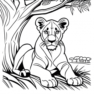 Lion Cub In African Savannah Coloring Page Lulu Pages Lion Cub In African Savannah Coloring Page Lulu Pages