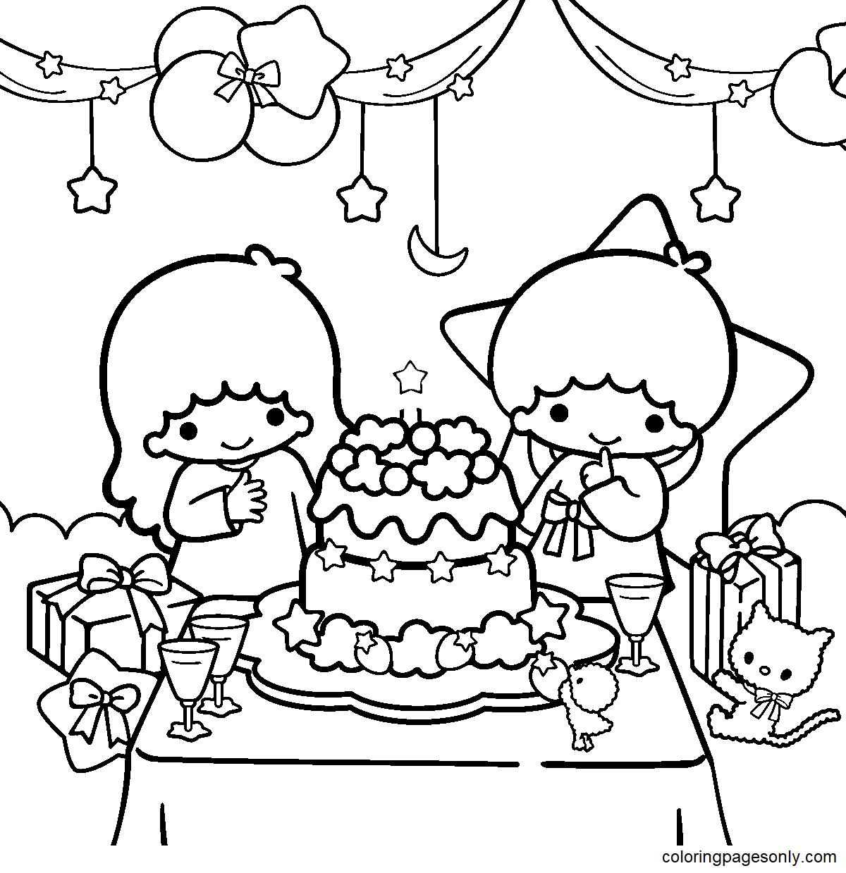 Little Twin Stars Coloring Pages Coloring Nation Little Twin Stars Coloring Pages Coloring Nation
