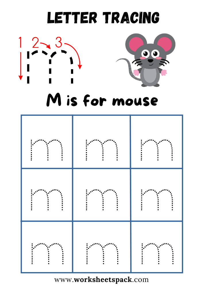 Lowercase Letter M Tracing Worksheet Printable M Is For Mouse Lowercase Letter M Tracing Worksheet Printable M Is For Mouse