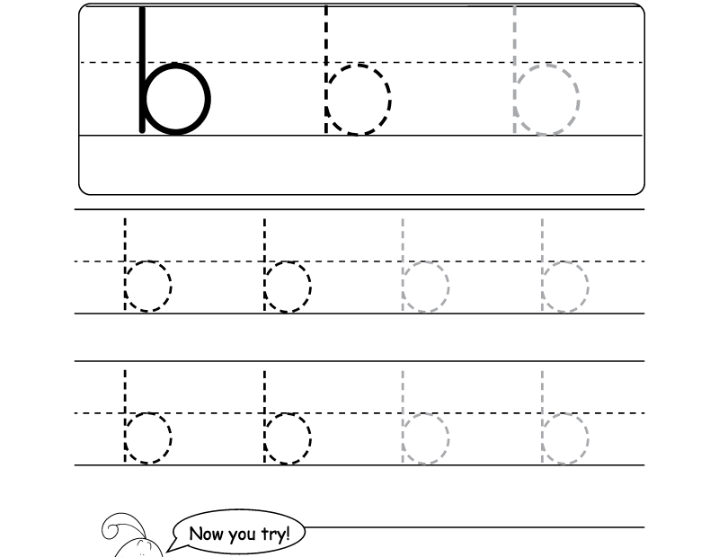 Lowercase Letter quot b quot Tracing Worksheet Doozy Moo