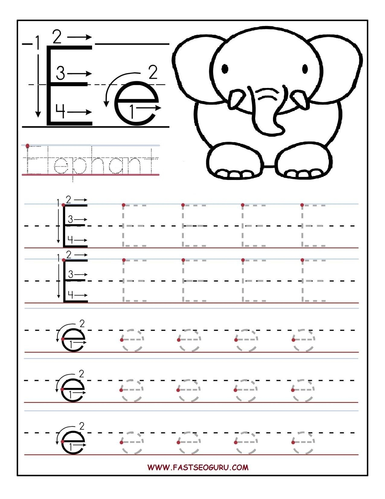 Lowercase Letter quot e quot Tracing Worksheet Doozy Moo Letter E Printable Lowercase Letter quot e quot Tracing Worksheet Doozy Moo Letter E Printable