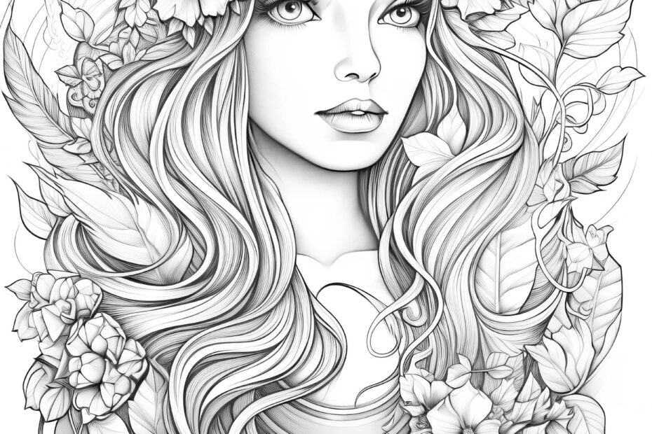 Magical Fairy Tale Girl Coloring Pages 20 Premium Adult Kids