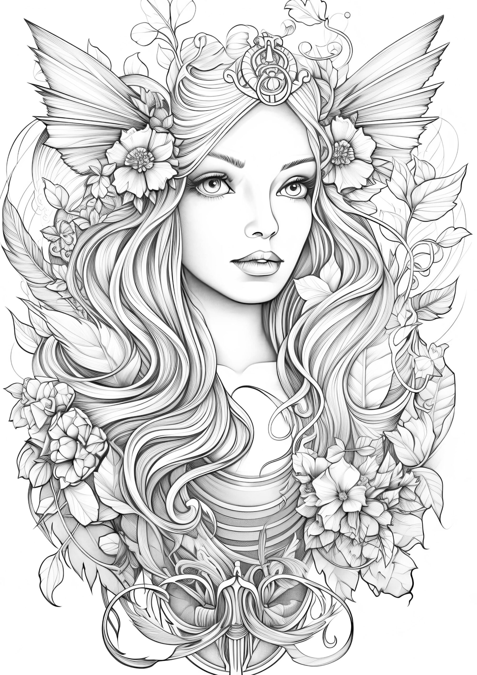 Magical Fairy Tale Girl Coloring Pages 20 Premium Adult Kids Magical Fairy Tale Girl Coloring Pages 20 Premium Adult Kids