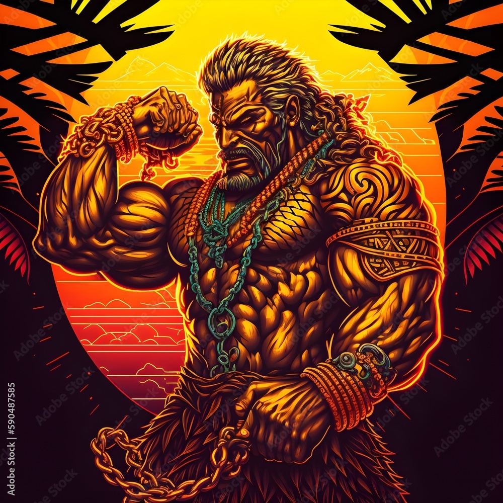 Maui Demigod Of Polynesia Fighing The Sun With Massive Chains Synthwave Maui Demigod Of Polynesia Fighing The Sun With Massive Chains Synthwave
