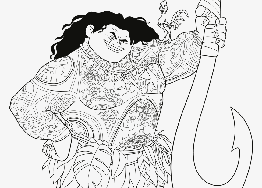 Maui Moana Colouring Moana Clipart Black And White HD Png Download