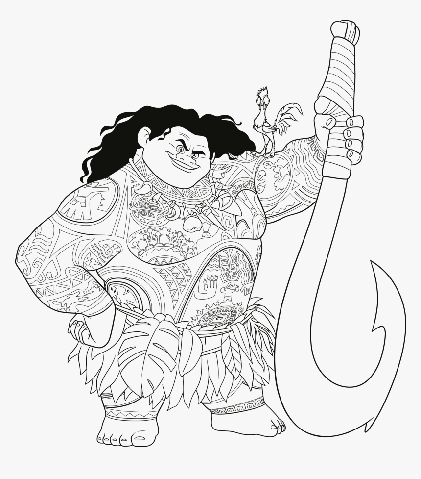 Maui Moana Colouring Moana Clipart Black And White HD Png Download Maui Moana Colouring Moana Clipart Black And White HD Png Download