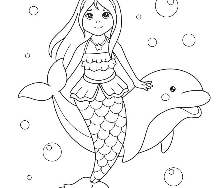 Mermaid Dolphin Colouring Page Colouring Crafts