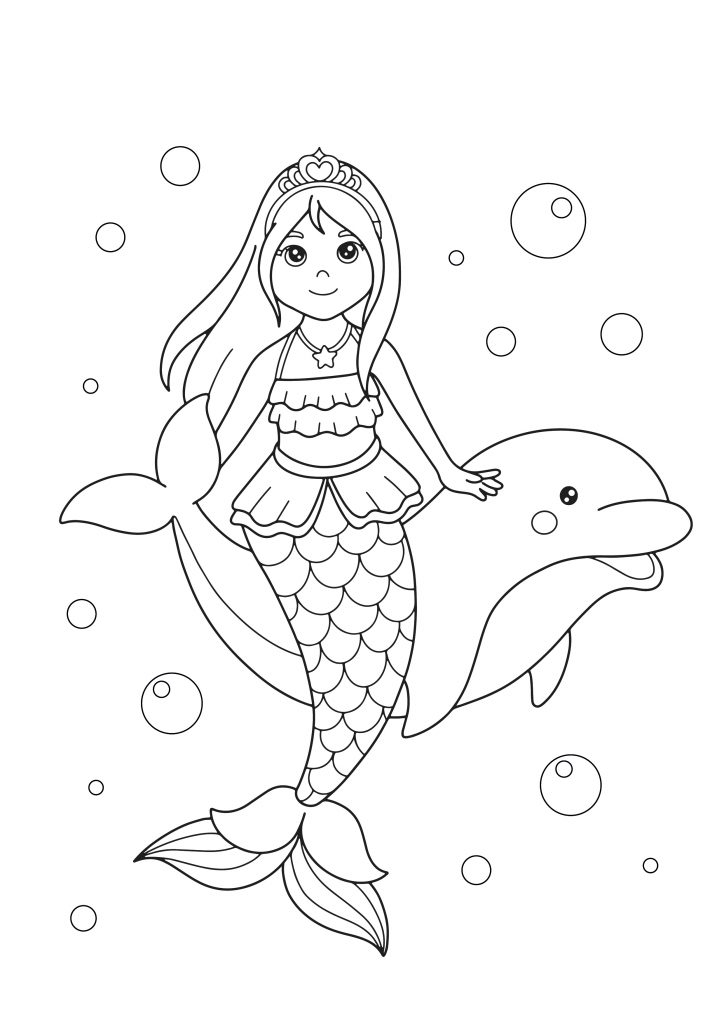 Mermaid Dolphin Colouring Page Colouring Crafts