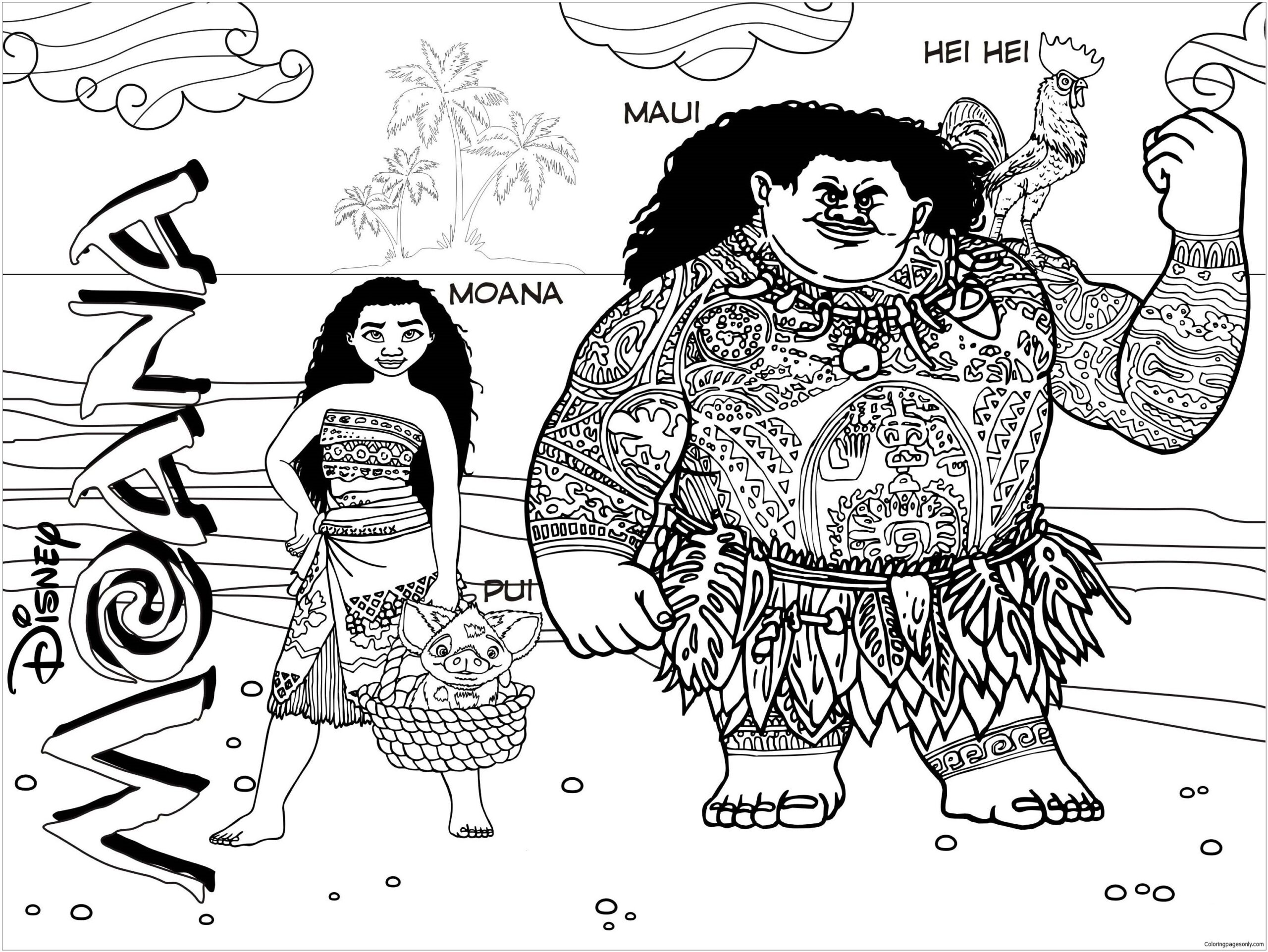 Maui From Moana Coloring Page Maui From Moana Coloring Page