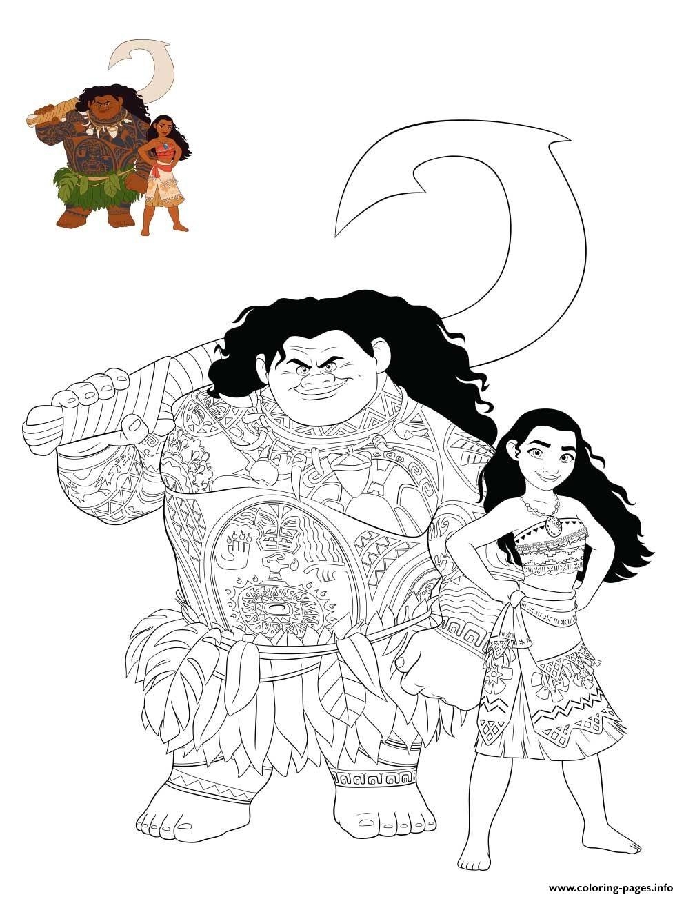 Moana And Maui Color Coloring Page Printable Moana And Maui Color Coloring Page Printable