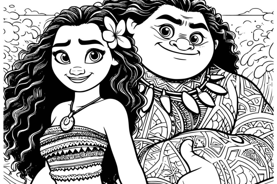 Moana And Maui Coloring Page Free Printable Coloring Pages