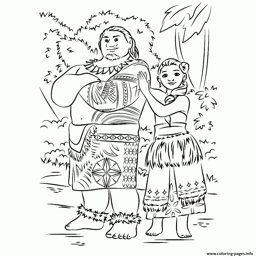 Moana And Maui Forest Coloring Page Printable Moana And Maui Forest Coloring Page Printable