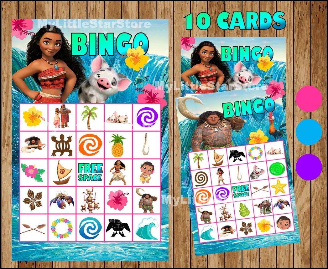 Moana Bingo 10 Cards Printable Moana Bingo Game Moana Moana Bingo 10 Cards Printable Moana Bingo Game Moana