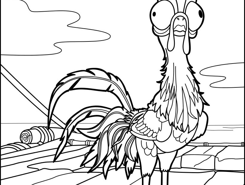 Moana Heihei Coloring Pages Hellokids