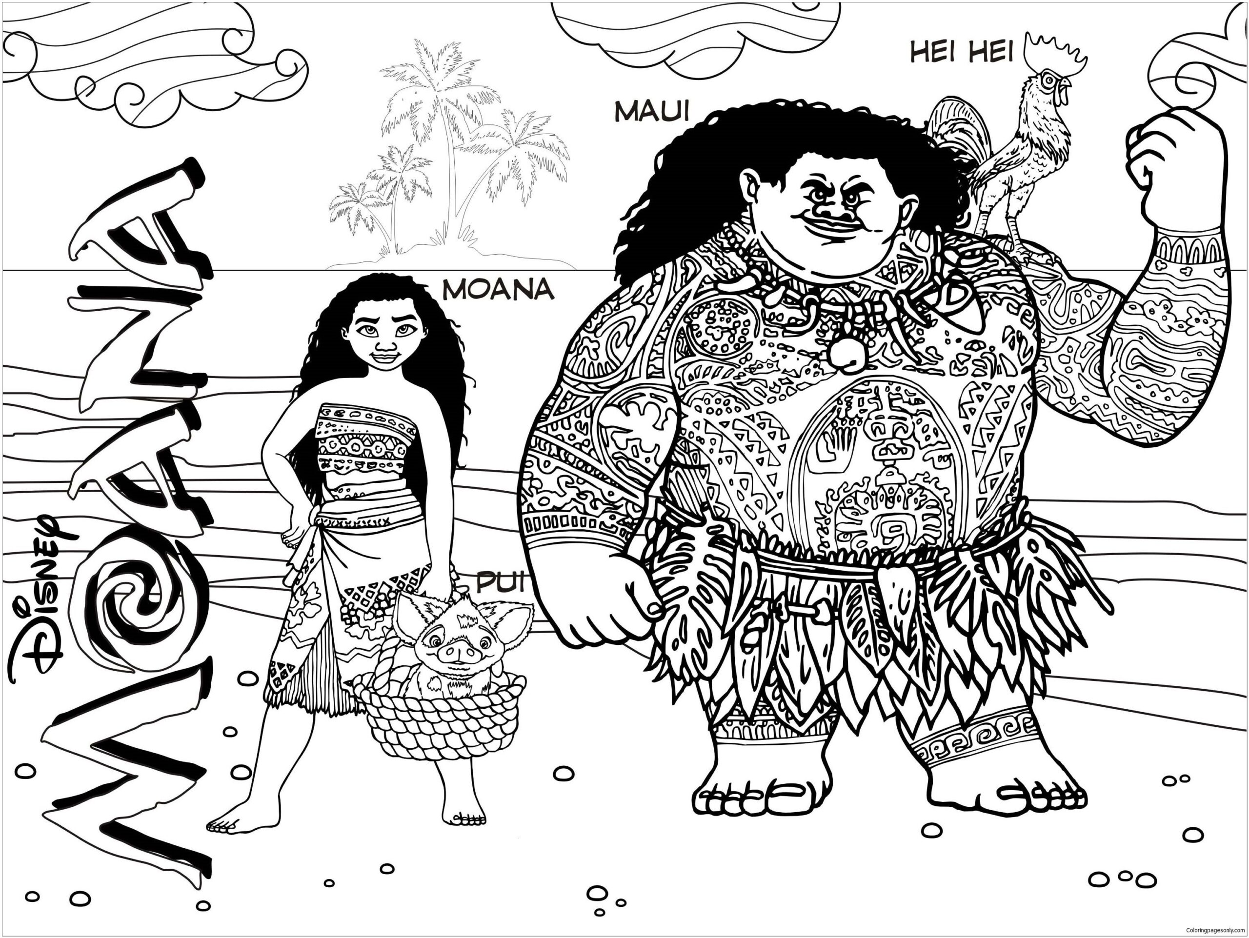 Maui Moana Hook Coloring Maui Moana Hook Coloring