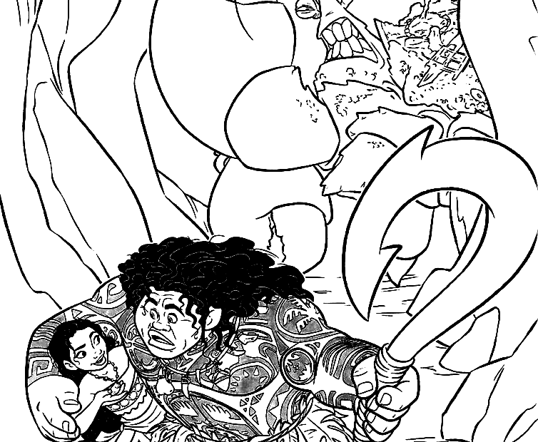 Moana Maui Tamatoa Crab Coloring Page Free Printable Coloring Pages