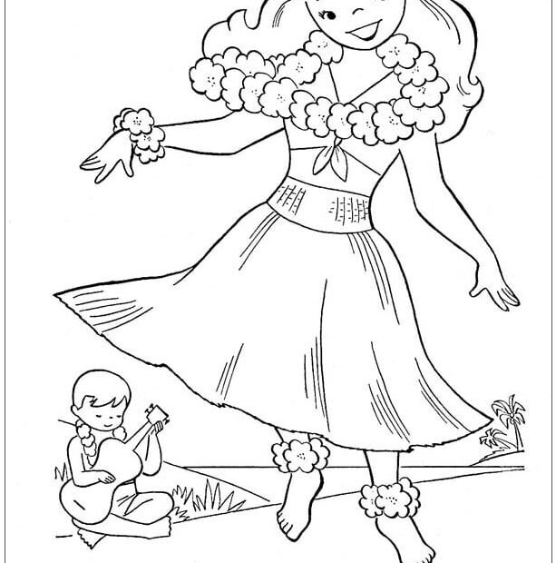 Moana Of Hawaiian Dances A Hula Coloring Page Free Printable Coloring
