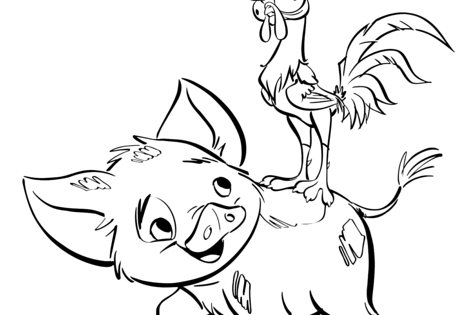 Moana The HeiHei Rooster On The Pig Pua Back