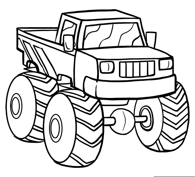 Monster Truck Coloring Page Easy Drawing Guides
