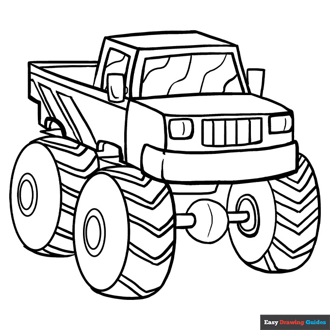 Monster Truck Coloring Page Easy Drawing Guides Monster Truck Coloring Page Easy Drawing Guides