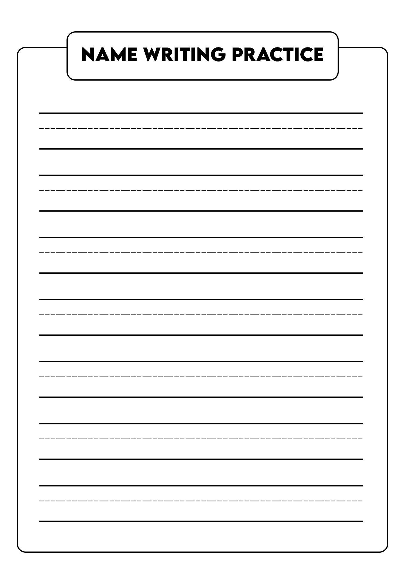 Name Writing Practice Printable Name Writing Practice Printable