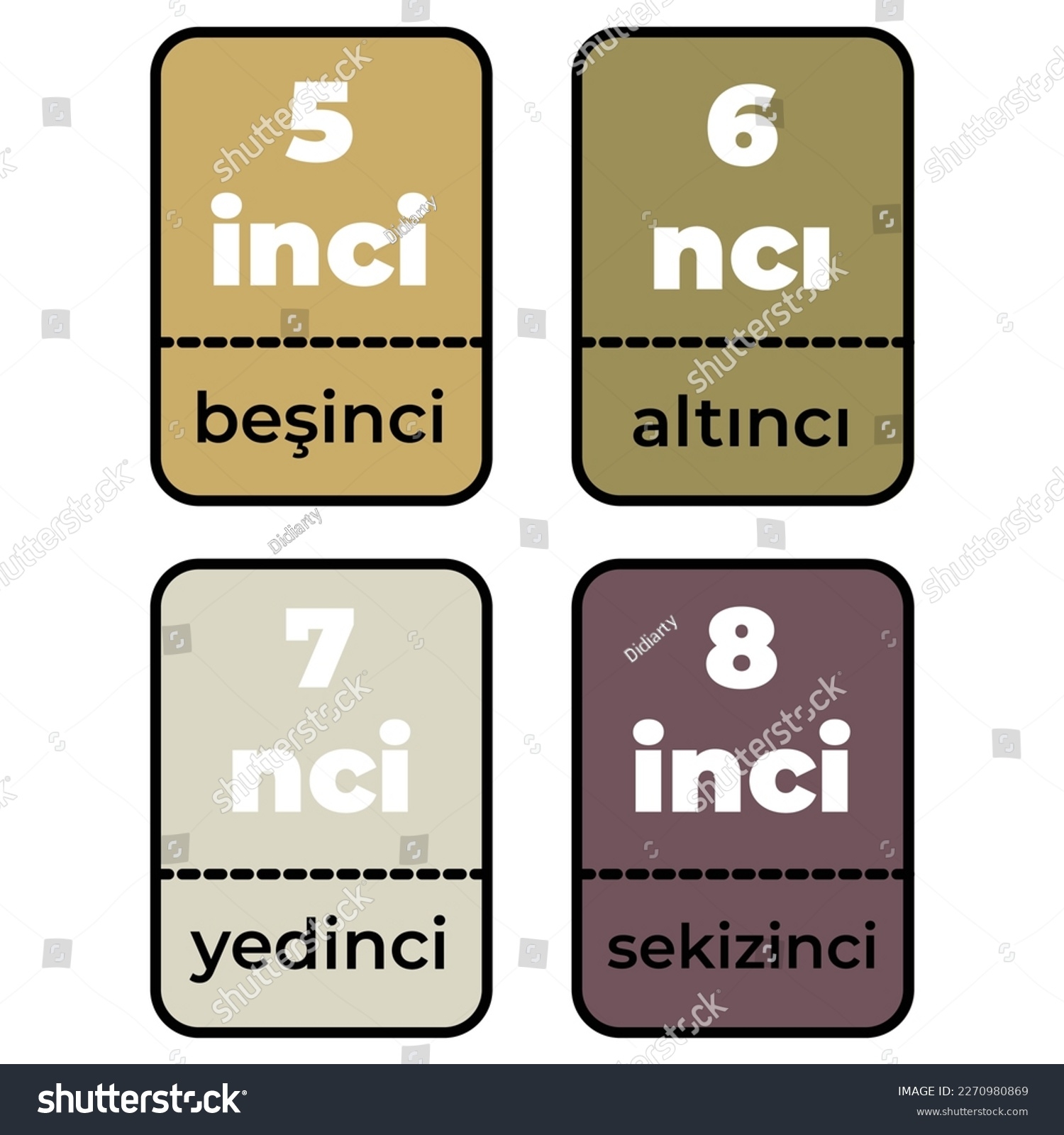 Ordinal Numbers 5 8 Colored Flashcard Stock Vector Royalty Free Ordinal Numbers 5 8 Colored Flashcard Stock Vector Royalty Free