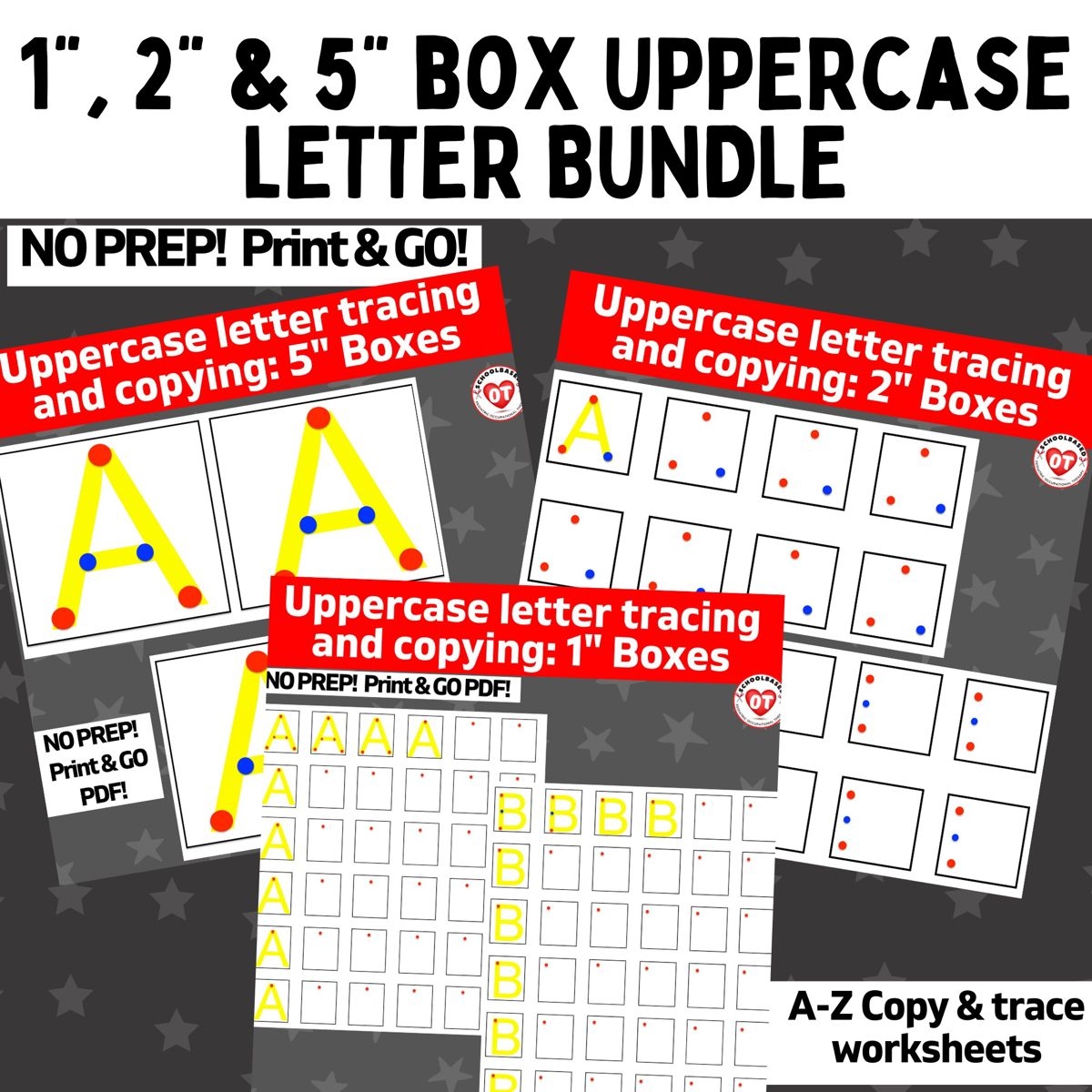 OT Uppercase Letter Trace And Copy Worksheets 1 quot 2 quot 5 quot Boxes No OT Uppercase Letter Trace And Copy Worksheets 1 quot 2 quot 5 quot Boxes No