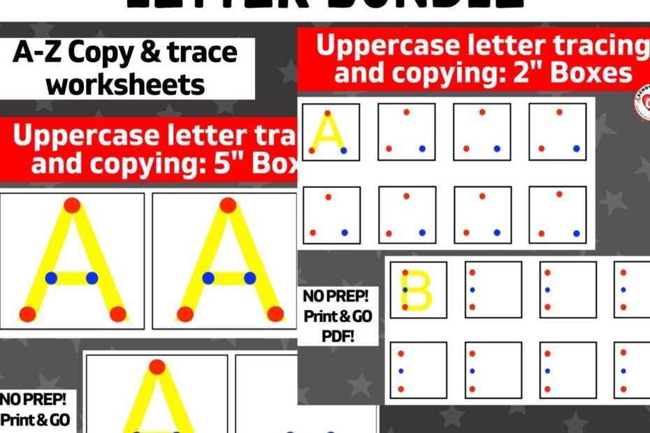 OT Uppercase Letter Trace And Copy Worksheets 2 quot 5 quot Boxes No Prep