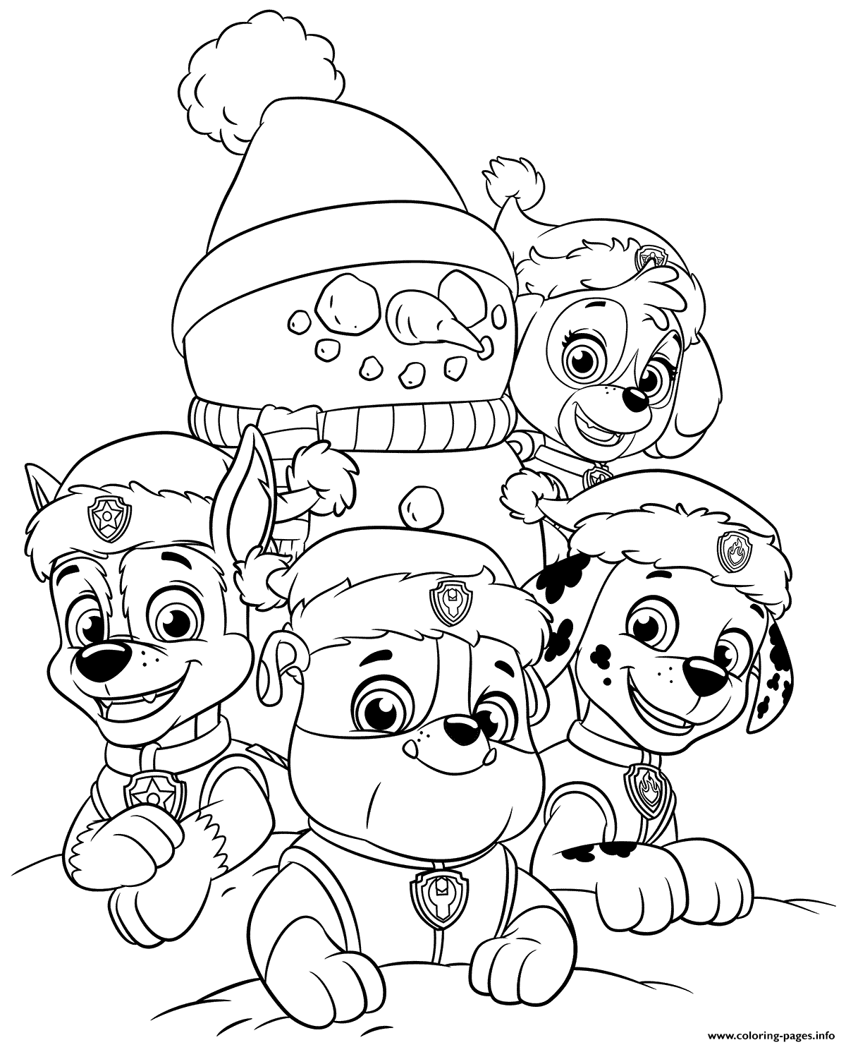 PAW Patrol Christmas Coloring Page Printable
