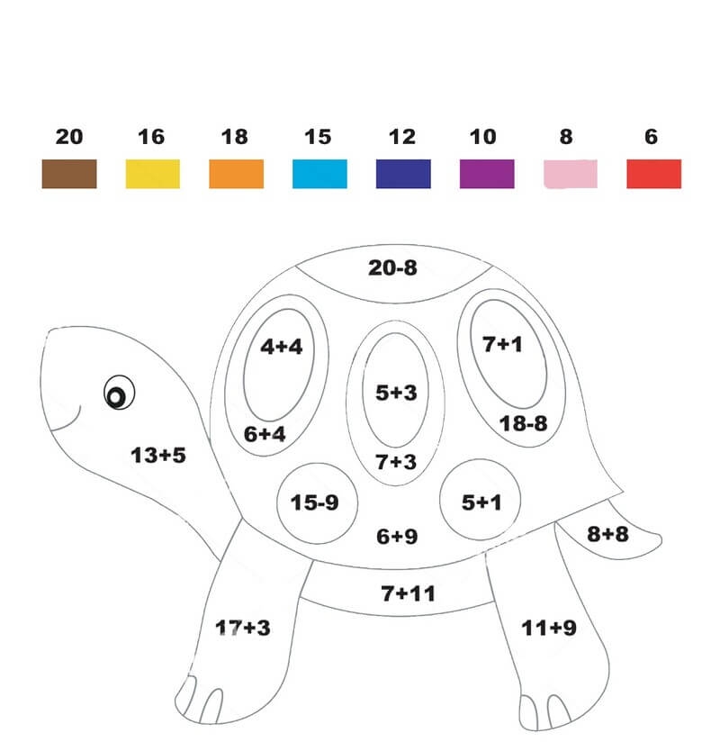 Pink Turtle Color By Number Download Print Now Pink Turtle Color By Number Download Print Now