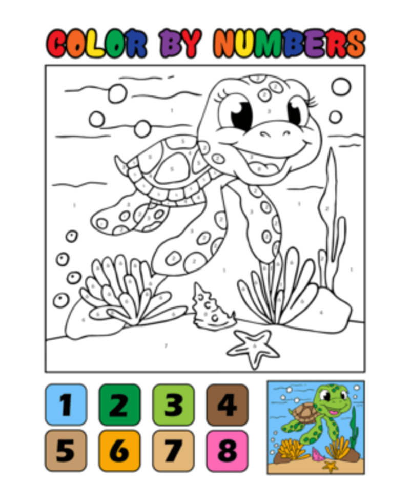 turtle color by number turtle color by number