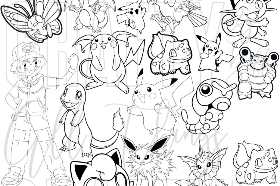 Pokemon Coloring Sheets 78 Digital PDF Coloring Pages Etsy Canada