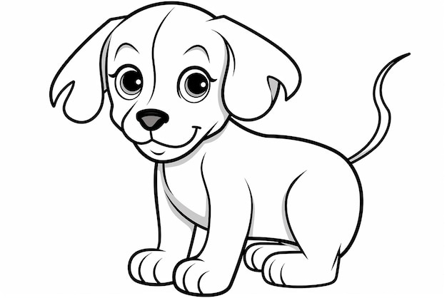 Premium Photo Puppy Sketch Kids Coloring Book