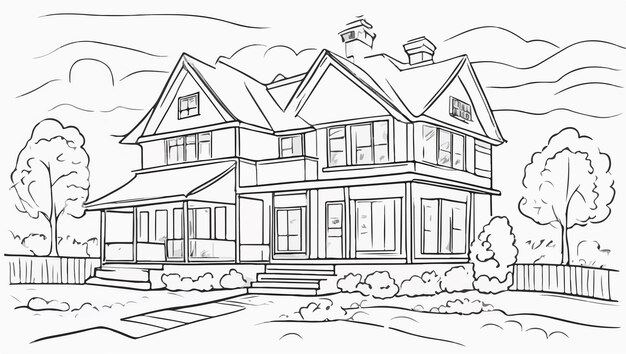 Premium Vector Blank House Sketch For Kids Coloring