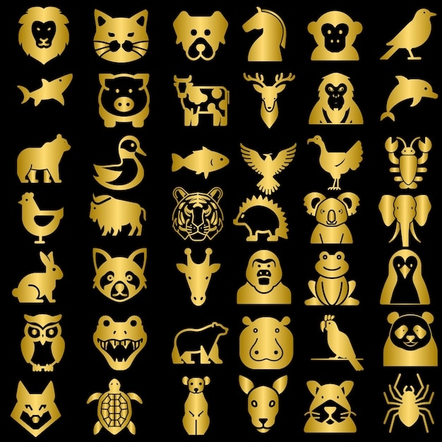Premium Vector Gold Animals Golden Animals Premium Vector Gold Animals Golden Animals
