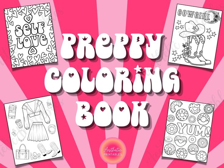 Preppy Coloring Pages Preppy Coloring Book Printable Easy Aesthetic Preppy Coloring Pages Preppy Coloring Book Printable Easy Aesthetic