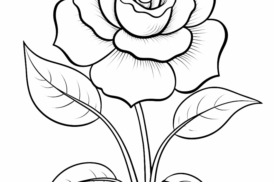 Pretty Rose Drawing Free Printable Coloring Page For Kids